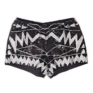 Verty Black Sequin Party Shorts – Fully Lined for Comfort - Size Medium